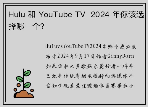 Hulu 和 YouTube TV  2024 年你该选择哪一个？